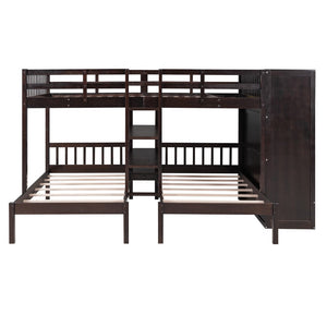 HomeRoots Espresso Full Over Two Twin Bunk Bed with Storage Solutions for Kids' Rooms – Space-Saving Design! 590511