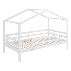 HomeRoots White Twin Over Twin Bunk Bed with Slide – Fun, Safe, and Space-Saving Sleep Solution for Kids! 590513