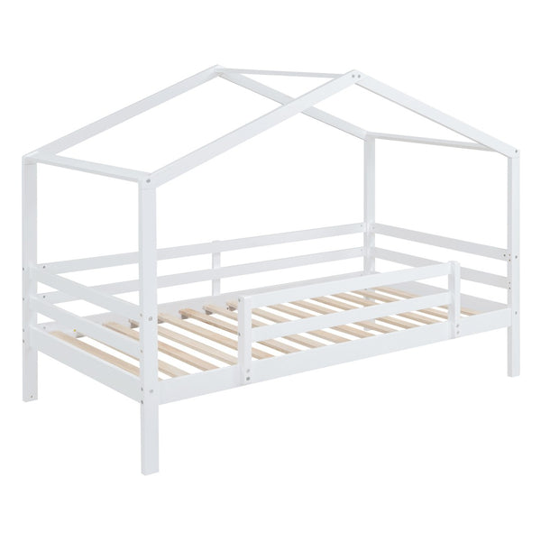 HomeRoots White Twin Over Twin Bunk Bed with Slide – Fun, Safe, and Space-Saving Sleep Solution for Kids! 590513