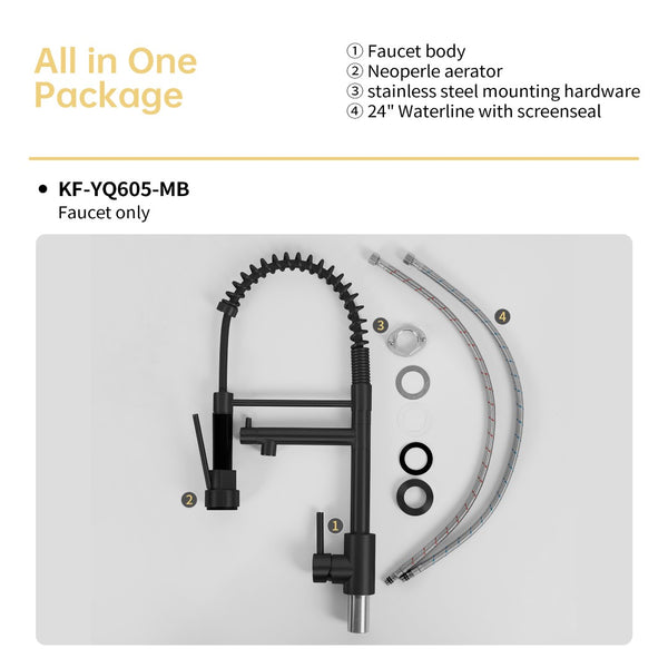 English Elm Bothwa Cupc Certified Single Handle Kitchen Faucet Tall Arc Stainless Steel Design Matt Black B2724P262363