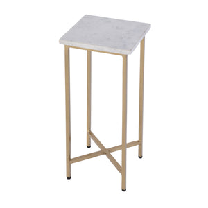 Butler Specialty Butler Paulina 9-inch Square Marble End Table With Antique Gold Iron Base - Elegant & Versatile Decor White,Antique Gold Iron,Marble 5905226-butler