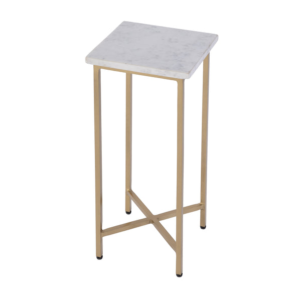 Butler Specialty Butler Paulina 9-inch Square Marble End Table With Antique Gold Iron Base - Elegant & Versatile Decor White,Antique Gold Iron,Marble 5905226-butler