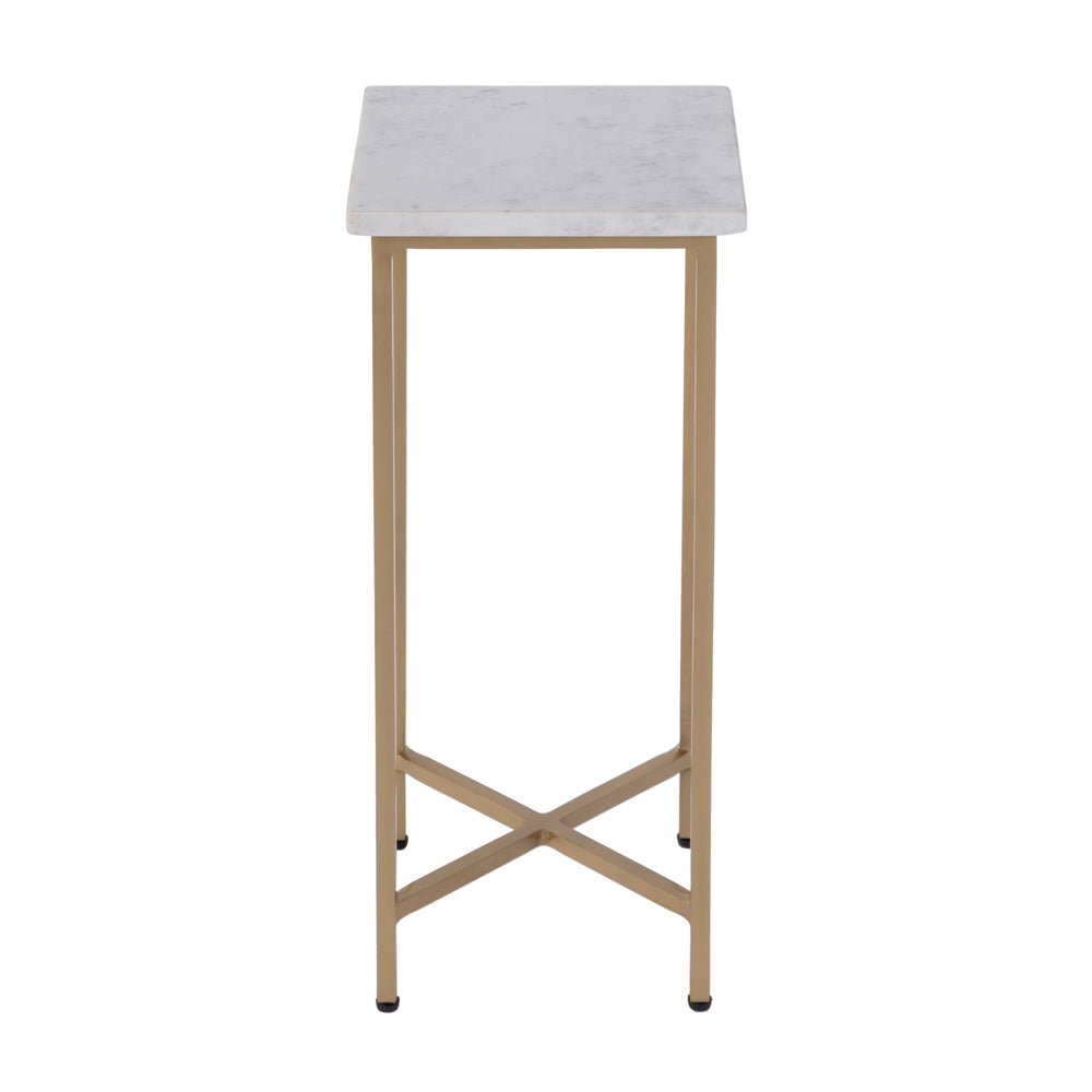 Butler Specialty Butler Paulina 9-inch Square Marble End Table With Antique Gold Iron Base - Elegant & Versatile Decor White,Antique Gold Iron,Marble 5905226-butler