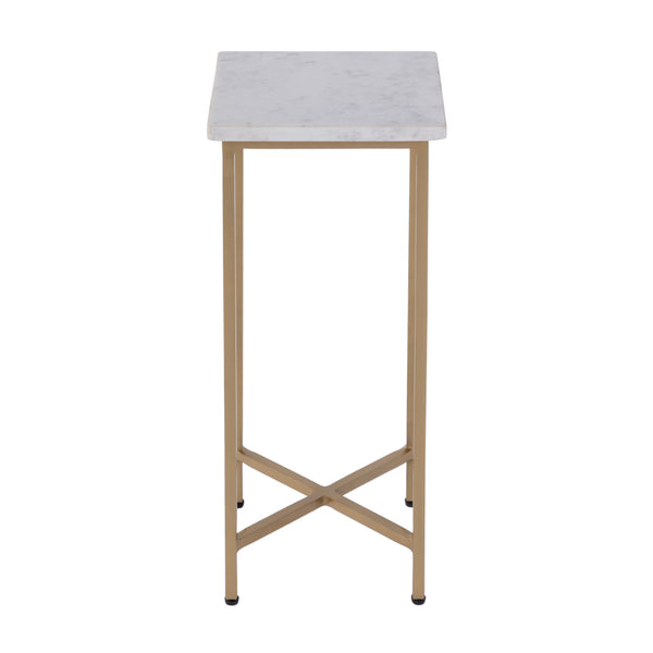 Butler Specialty Butler Paulina 9-inch Square Marble End Table With Antique Gold Iron Base - Elegant & Versatile Decor White,Antique Gold Iron,Marble 5905226-butler
