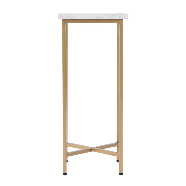 Butler Specialty Butler Paulina 9-inch Square Marble End Table With Antique Gold Iron Base - Elegant & Versatile Decor White,Antique Gold Iron,Marble 5905226-butler