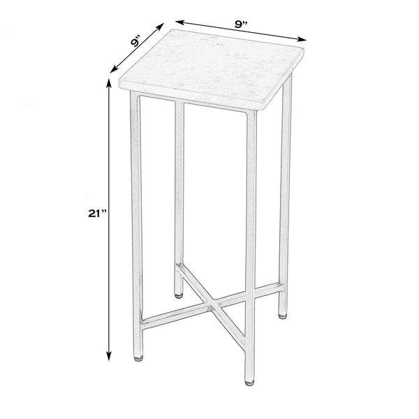 Butler Specialty Butler Paulina 9-inch Square Marble End Table With Antique Gold Iron Base - Elegant & Versatile Decor White,Antique Gold Iron,Marble 5905226-butler