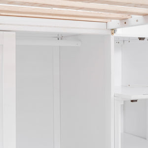 HomeRoots White Platform Full Double Loft Bed - Space-Saving Design, Modern Style, Durable Wood Construction 590525