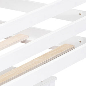 HomeRoots White Twin Loft Bed with Integrated Desk, Storage Shelves & Space-Saving Design for Small Rooms 590527
