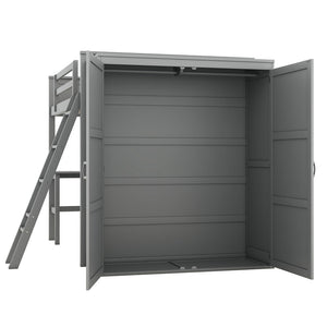 HomeRoots Gray Loft Bed with Integrated Desk & Storage Shelves - Full/Double Space-Saving Design for Modern Rooms 590537