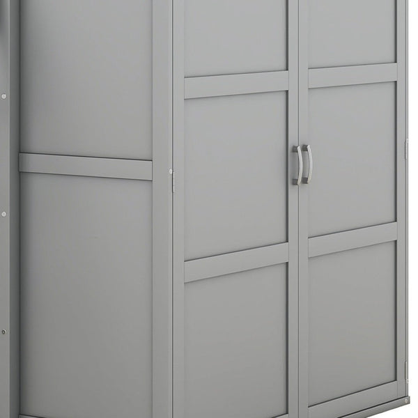 HomeRoots Gray Loft Bed with Integrated Desk & Storage Shelves - Full/Double Space-Saving Design for Modern Rooms 590537