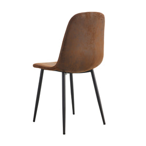 English Elm A set of 4 modern medieval restaurant cushioned side chairs with brown techno-fabric seats & black metal legs, ergonomic comfort and easy assembly (W115149079) W1151P306740