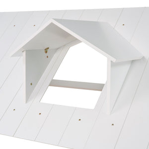 HomeRoots White Wood Full House Bed with Trundle – Classic Charm, Durable Design & Extra Sleep Space for Guests 590551