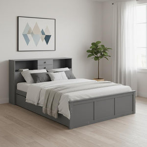 HomeRoots Gray Wood Full Bed Frame - Modern Rustic Design, Durable Construction, No Box Spring Needed, 300 lbs Capacity 590555