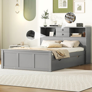HomeRoots Gray Wood Full Bed Frame - Modern Rustic Design, Durable Construction, No Box Spring Needed, 300 lbs Capacity 590555