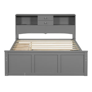 HomeRoots Gray Wood Full Bed Frame - Modern Rustic Design, Durable Construction, No Box Spring Needed, 300 lbs Capacity 590555