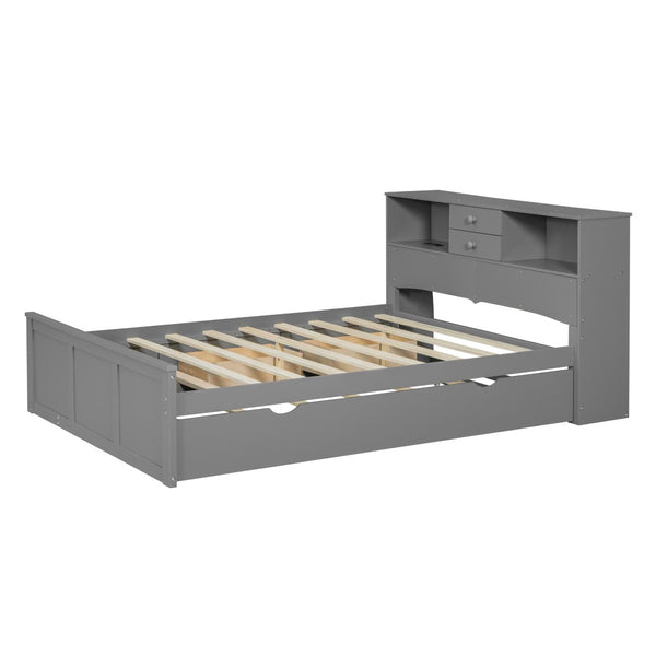 HomeRoots Gray Wood Full Bed Frame - Modern Rustic Design, Durable Construction, No Box Spring Needed, 300 lbs Capacity 590555