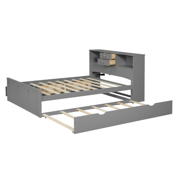 HomeRoots Gray Wood Full Bed Frame - Modern Rustic Design, Durable Construction, No Box Spring Needed, 300 lbs Capacity 590555