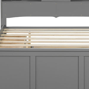 HomeRoots Gray Wood Full Bed Frame - Modern Rustic Design, Durable Construction, No Box Spring Needed, 300 lbs Capacity 590555