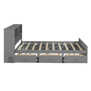 HomeRoots Gray Wood Full Bed Frame - Modern Rustic Design, Durable Construction, No Box Spring Needed, 300 lbs Capacity 590555