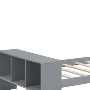HomeRoots Gray Wood Twin Bed Frame with USB Port – Modern Platform Design, Durable Construction & Stylish Finish 590565