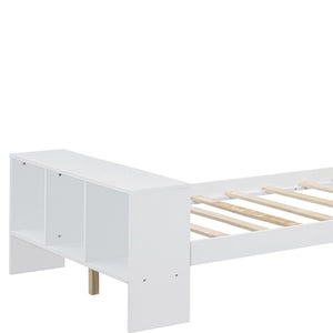 HomeRoots White Wood Twin Bed Frame with Built-In USB Port - Modern Design, Durable & Space-Saving Solution! 590566