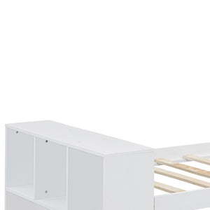 HomeRoots White Wood Twin Bed Frame with Built-In USB Port - Modern Design, Durable & Space-Saving Solution! 590566