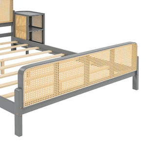 HomeRoots Gray Wood Full Bed Frame – Modern Platform Design with Sturdy Slats, Ideal for Cozy Bedrooms & Guest Rooms 590569