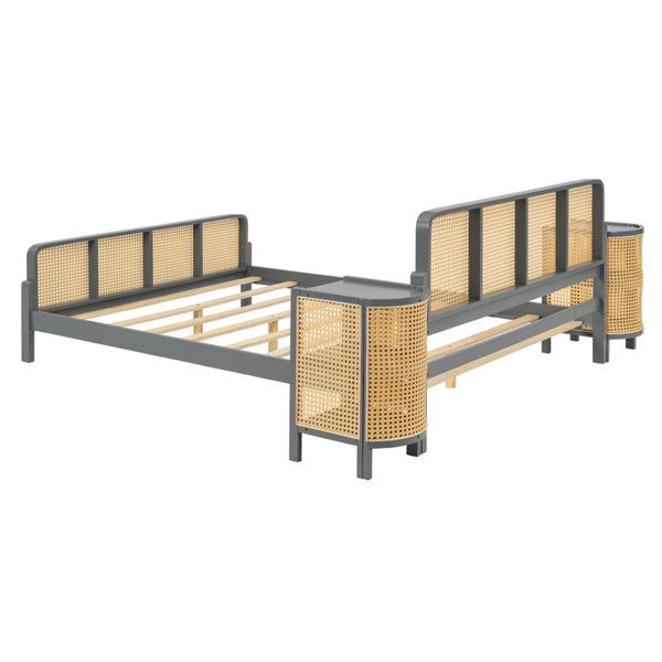 HomeRoots Gray Wood Full Bed Frame – Modern Platform Design with Sturdy Slats, Ideal for Cozy Bedrooms & Guest Rooms 590569