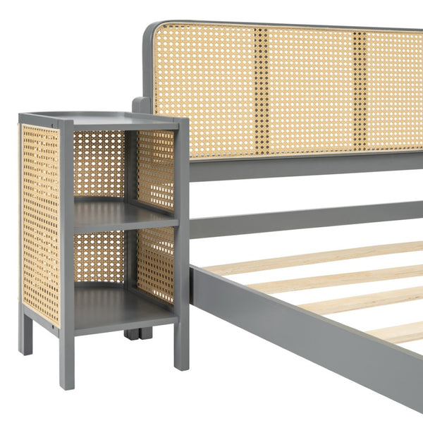 HomeRoots Gray Wood Full Bed Frame – Modern Platform Design with Sturdy Slats, Ideal for Cozy Bedrooms & Guest Rooms 590569