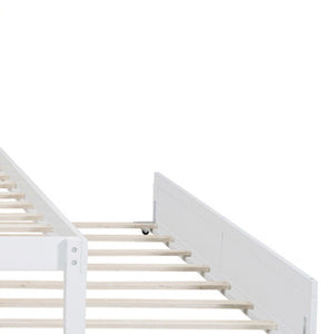 HomeRoots White Wood Queen Bed Frame with Trundle, USB Charging & Platform Design for Modern Bedrooms 590573