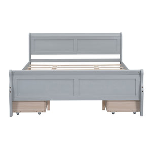 HomeRoots Gray Wood Queen Bed Frame - Modern Design with Sturdy Support, Perfect for Stylish and Restful Sleep 590576