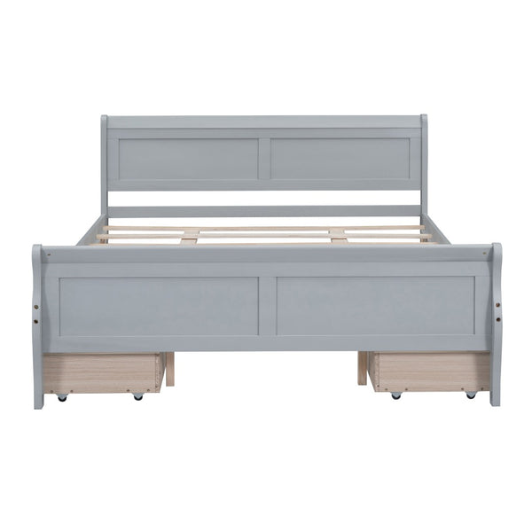 HomeRoots Gray Wood Queen Bed Frame - Modern Design with Sturdy Support, Perfect for Stylish and Restful Sleep 590576