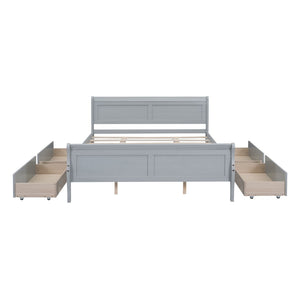 HomeRoots Gray Wood Queen Bed Frame - Modern Design with Sturdy Support, Perfect for Stylish and Restful Sleep 590576