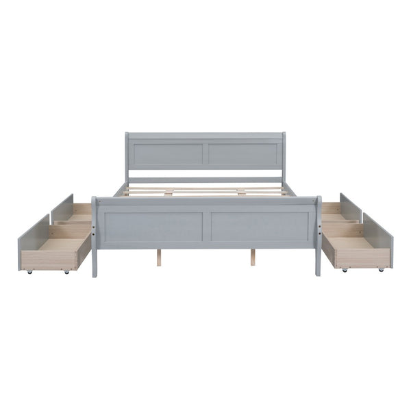 HomeRoots Gray Wood Queen Bed Frame - Modern Design with Sturdy Support, Perfect for Stylish and Restful Sleep 590576
