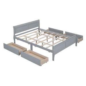 HomeRoots Gray Wood Queen Bed Frame - Modern Design with Sturdy Support, Perfect for Stylish and Restful Sleep 590576