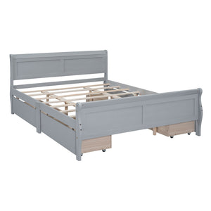 HomeRoots Gray Wood Queen Bed Frame - Modern Design with Sturdy Support, Perfect for Stylish and Restful Sleep 590576