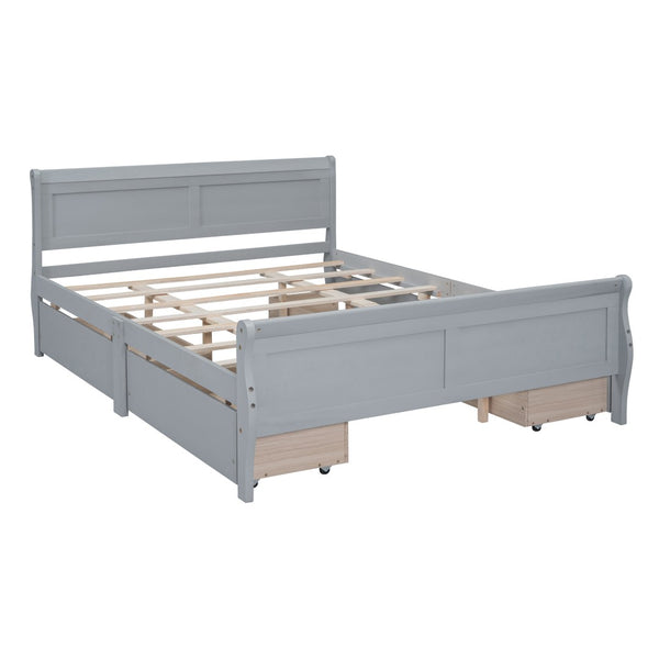 HomeRoots Gray Wood Queen Bed Frame - Modern Design with Sturdy Support, Perfect for Stylish and Restful Sleep 590576