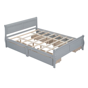HomeRoots Gray Wood Queen Bed Frame - Modern Design with Sturdy Support, Perfect for Stylish and Restful Sleep 590576