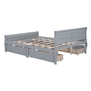 HomeRoots Gray Wood Queen Bed Frame - Modern Design with Sturdy Support, Perfect for Stylish and Restful Sleep 590576