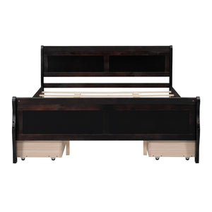 HomeRoots Espresso Wood Queen Bed Frame - Stylish, Durable Platform Design with Premium Slat Support System 590577