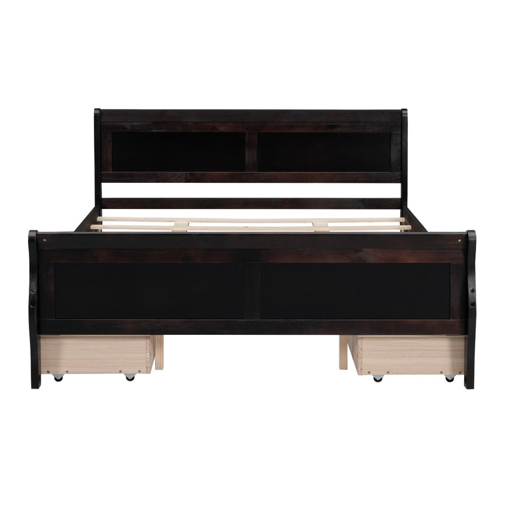 HomeRoots Espresso Wood Queen Bed Frame - Stylish, Durable Platform Design with Premium Slat Support System 590577