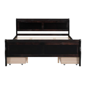 HomeRoots Espresso Wood Queen Bed Frame - Stylish, Durable Platform Design with Premium Slat Support System 590577
