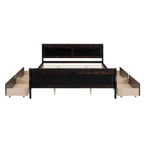 HomeRoots Espresso Wood Queen Bed Frame - Stylish, Durable Platform Design with Premium Slat Support System 590577