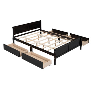 HomeRoots Espresso Wood Queen Bed Frame - Stylish, Durable Platform Design with Premium Slat Support System 590577