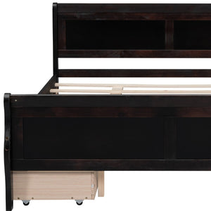 HomeRoots Espresso Wood Queen Bed Frame - Stylish, Durable Platform Design with Premium Slat Support System 590577