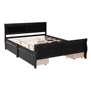 HomeRoots Espresso Wood Queen Bed Frame - Stylish, Durable Platform Design with Premium Slat Support System 590577