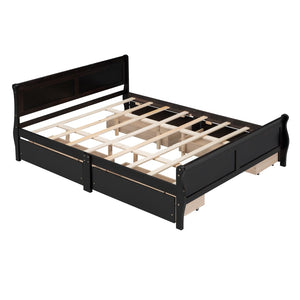 HomeRoots Espresso Wood Queen Bed Frame - Stylish, Durable Platform Design with Premium Slat Support System 590577