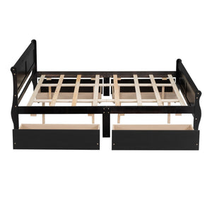 HomeRoots Espresso Wood Queen Bed Frame - Stylish, Durable Platform Design with Premium Slat Support System 590577