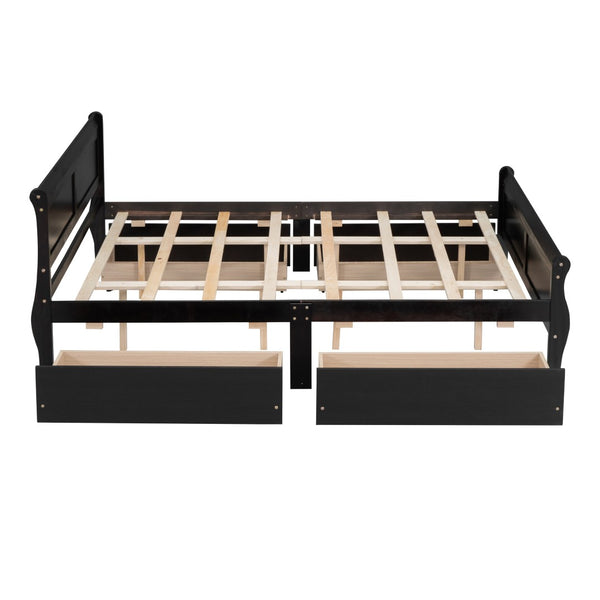HomeRoots Espresso Wood Queen Bed Frame - Stylish, Durable Platform Design with Premium Slat Support System 590577
