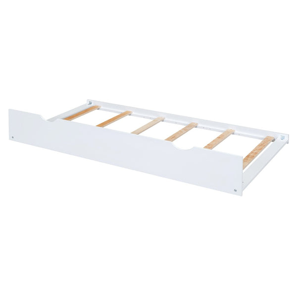 HomeRoots White Wood Full House Bed with Trundle – Stylish, Durable & Functional Sleep Solution for Any Room 590579
